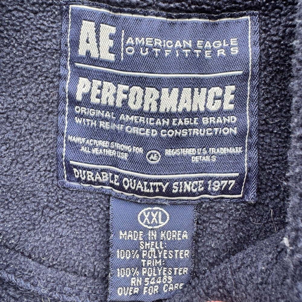 Vtg 90s Y2K American Eagle Mens 2XL Heavyweight Half Zip Fleece Hoodie Striped - Picture 4 of 9